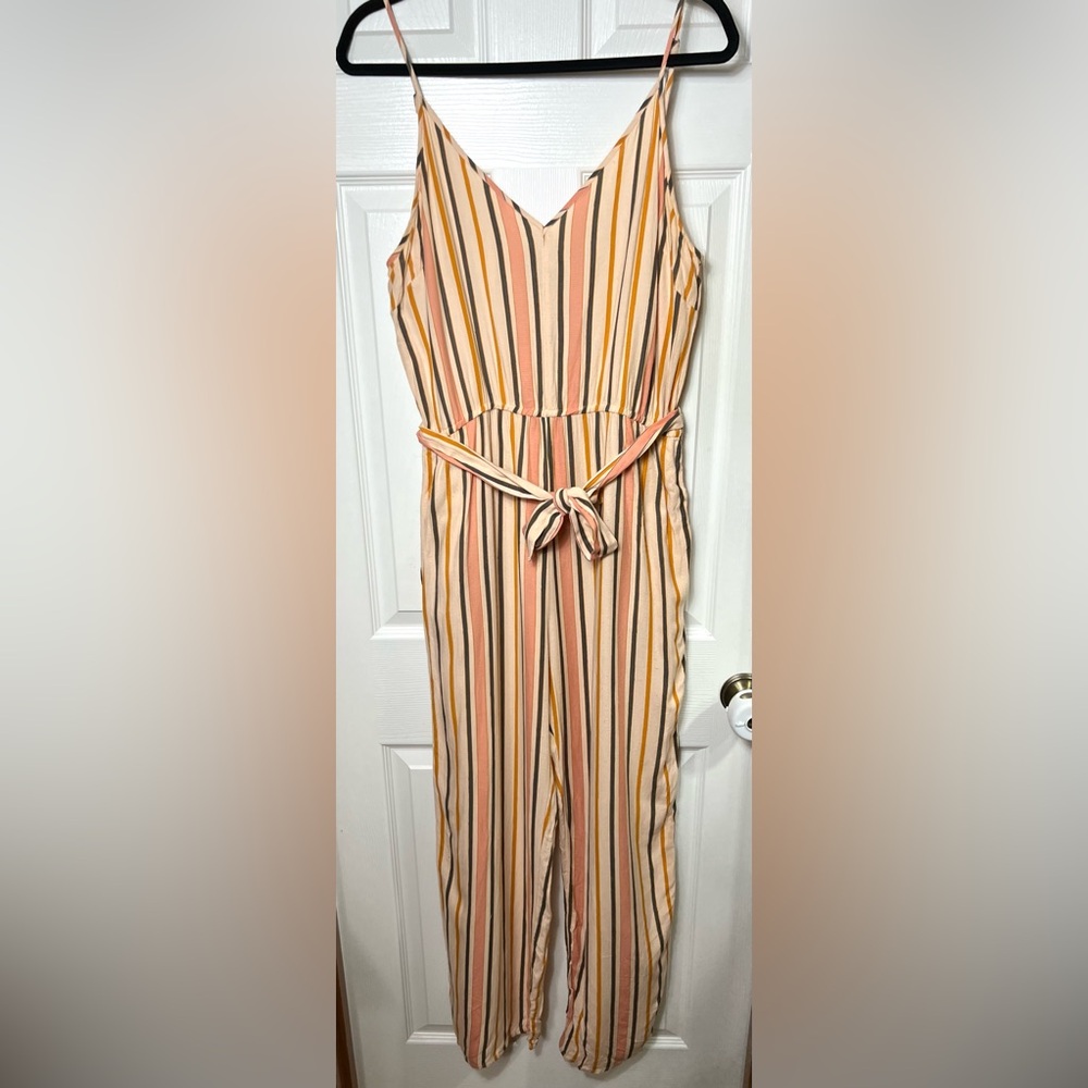 Roxy Jumpsuit Romper Jumper Striped Lightweight Boho Bohemian Wide Leg Size XL